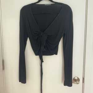 Brandy Melville tied black shirt